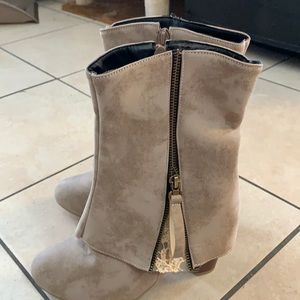 Tan Suede heeled boots